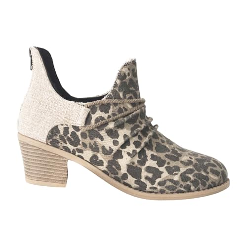 Bottes courtes léopard pour femme à talon épais bottines tendance