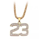 RTEAQ 2 Stück Schönes Halsketten Schmuck Basketball Legende Nummer Anhänger Halskette Gold Metall Hip Hop Kette Schmuck Geburtstag Party Geschenk