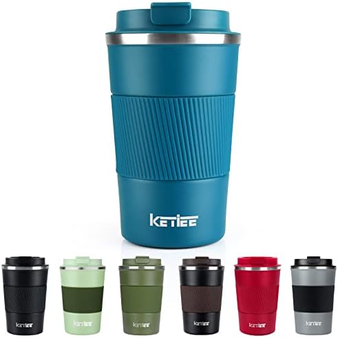 KETIEE Travel Coffee Mug Spill Proof 12oz, Insulated Coffee Mug to Go, Thermo Hot Coffee Tumbler, Reusable Coffee Travel Mug with Seal Lid, Vacuum Stainless Steel Coffee Cups for Hot/Ice Coffee Tea