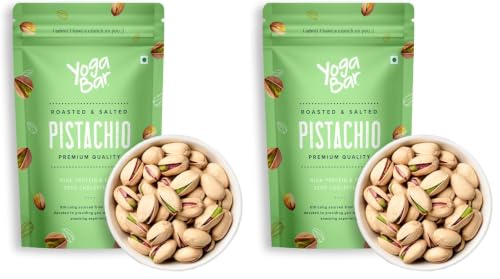Image of Yogabar Premium Pista 500g|Roasted Salted Pista|Crunchy Pistachios|Tasty & Healthy Nuts Dry Fruits|Rich in Protein, Fibre, Gluten Free & Low Calories|Healthy Snacks|Dry Fruit Gift Pack (Pack of 2)