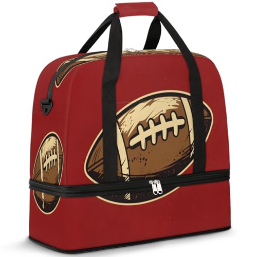 Travel Duffel Bags American Football Foldable Weekender Bags for Women with Shoes Compartment Waterproof & Tear Resistant Carry on Overnight Luggage Duffel Bag Shoulder Sports Tote Bag