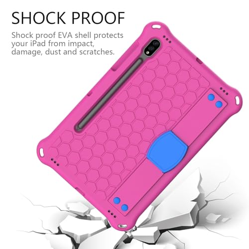 Coque antichoc Samsung Tab S9 anti-chute avec porte-crayon rose