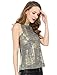 Allegra K Women's Metallic Tank Tops Shiny Sleeveless Party Disco Shirt Small Silver
