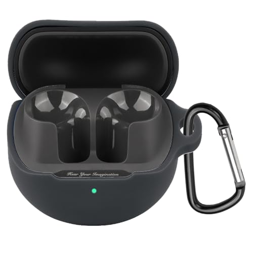 YAODLE For SOUNDPEATS Air5 Lite 用 ケース カバー SOUNDPEATS Air5 Lite用保護カバー 保護ケース シリコンケース 装着充電可能 全面保護 落下防止 キズ防止 耐衝撃 防塵 軽量 収納 カラビナ付き(ブラッ