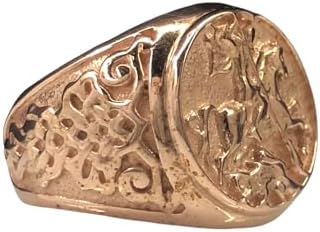 925 Sterling Silver Sovereign Gold Ring, Handmade Rose Gold Horse...