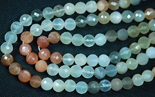Multi moonstone faceted round balls de 9-8mm en rang de 10 pouces pour enfilage de bijoux