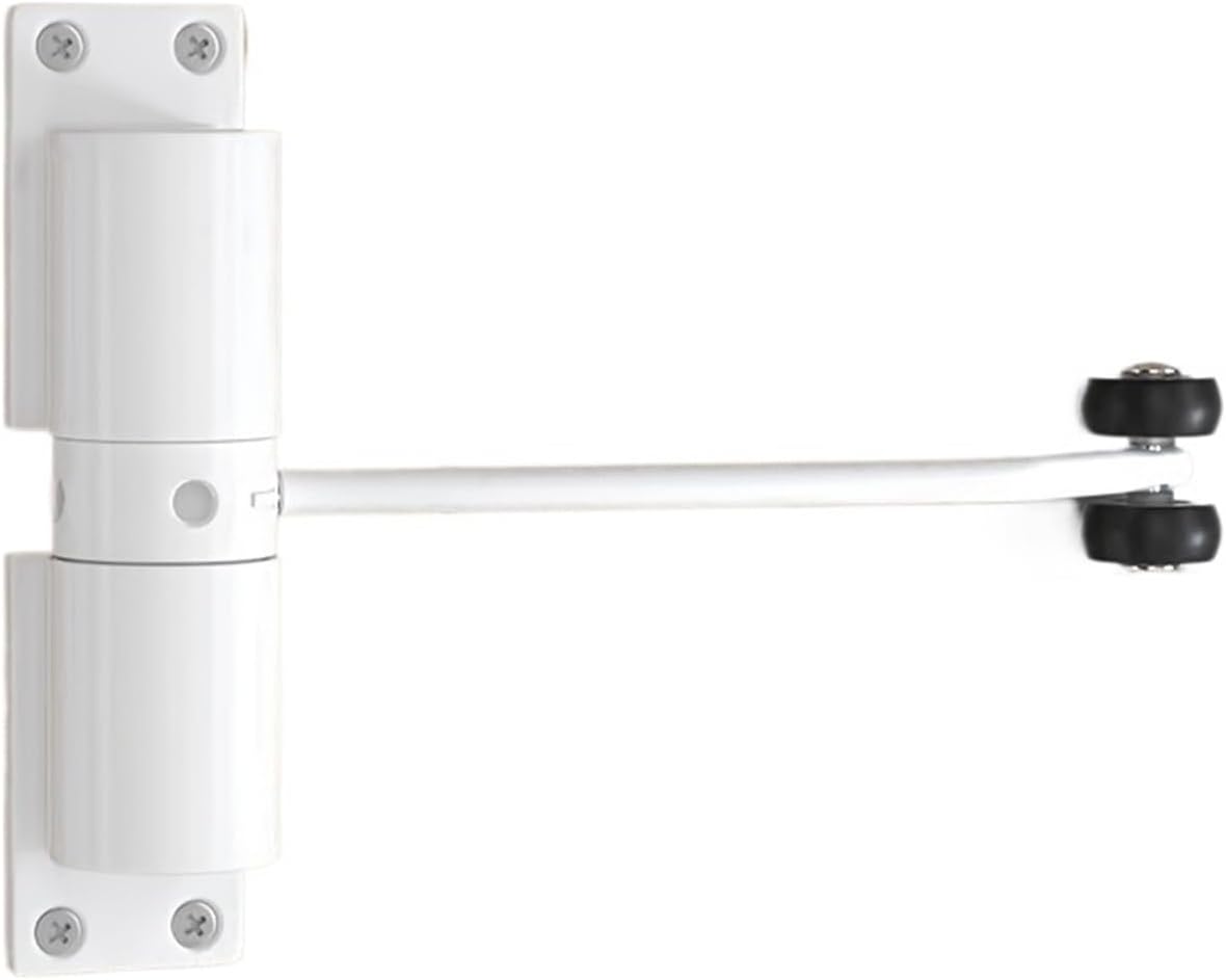 Compatible for White/Black Automatic Door Closer Safety Double Spring Silence Adjustable Convert Hinged Doors to Self-Closing(Round-White)