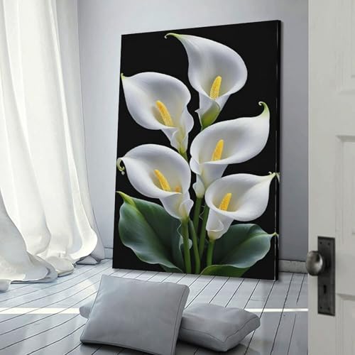 Décoration murale moderne lys calla blancs pour grand mur - 3