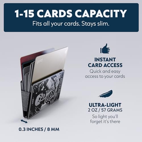 Image of Engraved Aluminum Wallet for Men - Slim Money Clip & Card Holder with Engraved Finish. Enhanced RFID Blocking, Compact, Unique & Minimalist Wallets