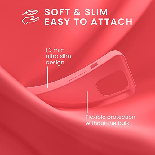 kwmobile Case for iPhone 14 Pro Case - Soft Slim TPU Silicone Phone Cover - Wireless Charger Friendly - Neon Coral - Image 4