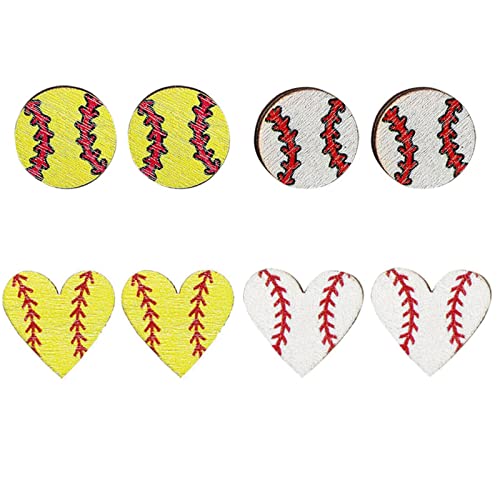 2-6 Pairs Baseball Earrings for Women Lightweight Basketball Football Sport Earrings Funny Baseball Dangle Earrings for Women Mom Baseball Fan Gift (4 Pairs Stud Basketball) -  WCRAZYE