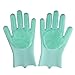 Produktbild SHUHAO Silikon-Handschuhe, Wash Scrubber Wiederverwendbare Silikon Abwasch Handschuhe, Gummi-Handschuhe Scrubbing Wash Reinigung Handschuhe, Für Waschen Küche Badezimmer Auto,Grün