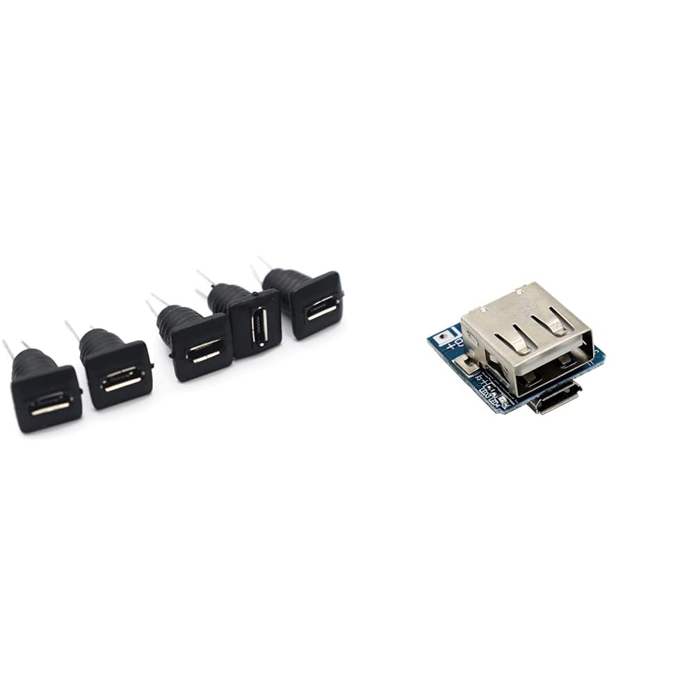 Electronic Spices Pack of 5 Panel Mounting Mini Micro USB black-image-44