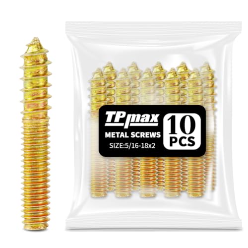TPmax 10 Pack 5/16-18 x 2 Inch Hanger Bolts Double Headed Bolts Self-Tapping Screw Hanger Bolts for Furniture (5/16-18" x 2")