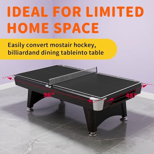 Ping Pong Table Topper for Pool Table, 8X4 FT Foldable Table Tennis Table Conversion Top with Net & Premium Foam Padding - Perfect for Family Game Rooms