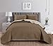 Chezmoi Collection Mesa 3-Piece Oversized Reversible Bedspread Coverlet Set (King, Taupe/Ivory)