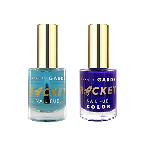 BeautyGARDE Rocket Nail Fuel & Polish Nail Care 2 Pack – 1 Rocket Nail Fuel & 1 Nail Polish Color – Influencer, Nail Strengthener & Growth Treatment, Nail Polish, 7-Free Nail Care, Nonie Crème [1 Oz]