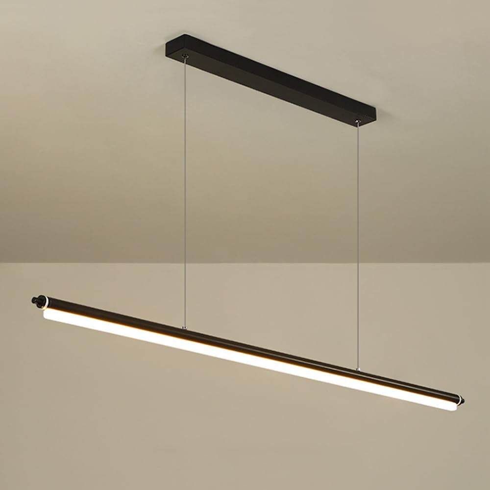 Lámpara colgante de tubo largo negro LED moderna con pantalla acrílica