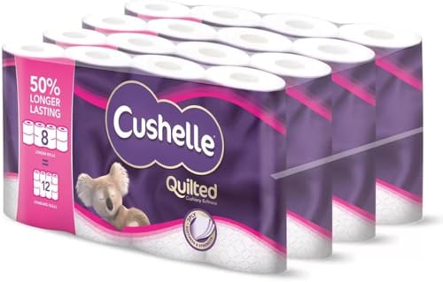 Cushelle Quilted 3-Ply Longer Rolls Toilet Tissue, 32 Pack - 4 x 8 Pack (236 Sheets) Sold by Slamtech