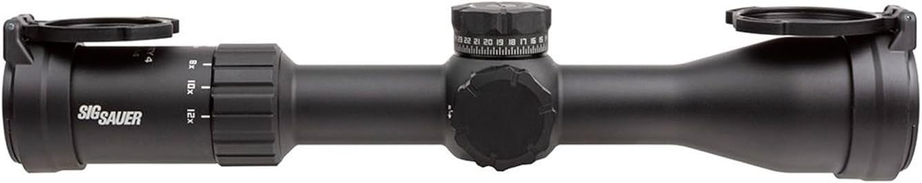 SIG SAUER WHISKEY4 3-12X44mm 30mm Tube SFP Durable Lightweight Precise Waterproof Black Hunting Riflescope, Flip-Back Caps & Throw Lever Included