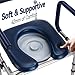 HolyHeal Drop Arm Bedside Commode, Commode Toilet with Padded Seat and Backrest, 300lbs Capacity, 6.3QT Removable Bucket and Splash Guard, Adjustable Height Portable Toilet for Adults, Blue