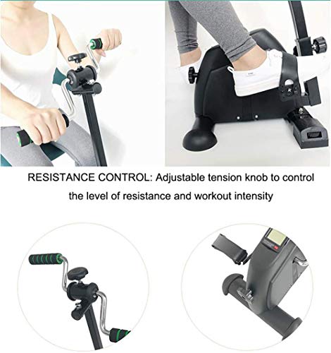 Image of Portable Pedal Exerciser - Hand Arm Leg Exercise Peddling Machine with LCD Monitor - Adjustable Fitness Rehab Equipment for Seniors Elderly PT - Folding Mini Stationary Bike Peddler