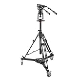 Ikan Air Assist Pedestal Kit w/Dolly, 0-8 Positions, w/7103H Fluid Head, 100mm Bowl, 33 lb. Capacity, 6 Foot Maximum Height (EI-7903-A) - Black