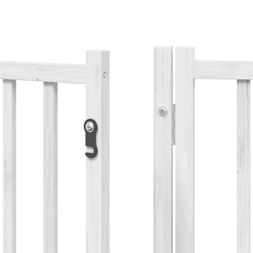 Homgoday Barrera para Perros,Barrera de Seguridad para Perros Mascotas,Valla Perros Interior Puerta para Perros Plegable 9 Paneles Madera álamo Blanca 450cm