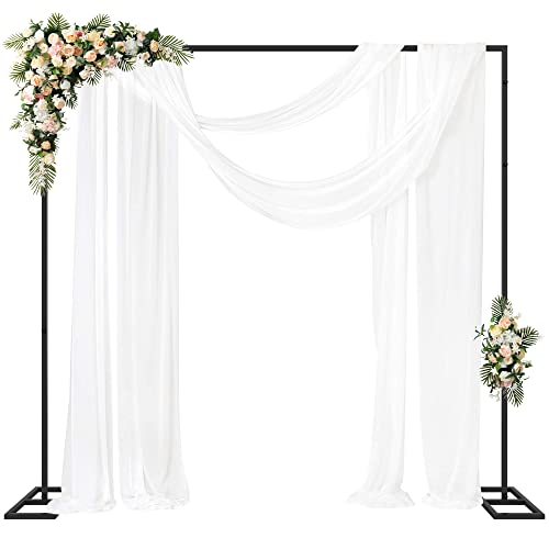 Fomcet 8FT x 8FT Backdrop Stand Heavy Duty with Base, Black Portable Adjustable Pipe and Drape Backdrop Stand Kit, Square Metal Arch Party Frame for Wedding Birthday Parties Banquet Decorations