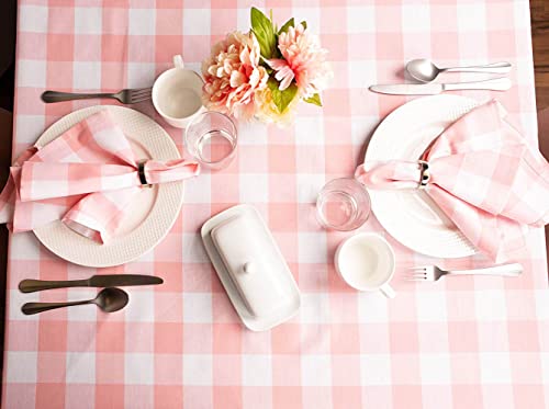 DII Buffalo Check Collection Klassische Tischdecke mit Bauernhaus-Motiv, Baumwolle, pink/weiß, 84" x 60" (Rectangular) – Ansicht 6