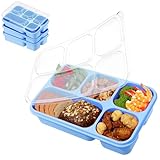 4-Pack Bento Lunch Box, 5-Compartment Lunch Boxes, Kids Snack Boxes, Stackable Ready Parties, Divided Food Storage Containers for School Work Travel Parties BBQ (8037PP)