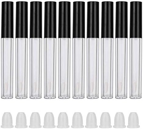 Lip Gloss Bottle, Refillable DIY Empty Lip Balm Tube Container Makeup Tool Accessory 10pcs (2.5ml/pc)(Black Lid)