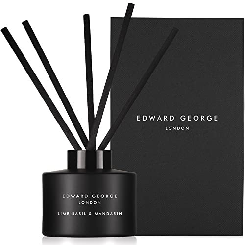 Edward George Reed Diffusers for Home Lime Basil & Mandarin Fragrance Oil Reed Diffuser Set with 10 Oil Diffuser Sticks, 5.6 fl oz
