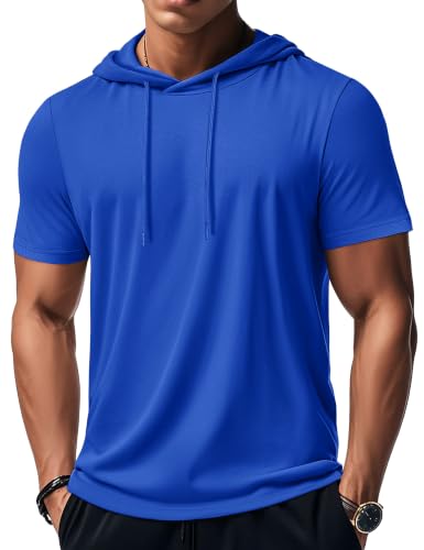 magcomsen MAGCOMSEN Men's Short Sleeve Hoodie Cotton Workout Hooded T-Shirts