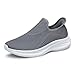 ADQ Zapatillas sin cordones para hombre, zapatos para caminar, zapatos descalzos, zapatos casuales de malla, transpirables, ligeros, soporte de arco, gris oscuro, 47 1/3 EU