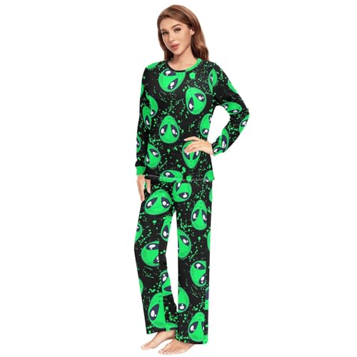 Couples Matching Pajama Sets Marijuana Weed Leaf Two-piece Long Sleeve Sleepwear for Men & Women XXS-XXL3