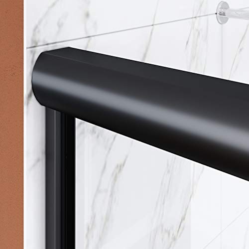 Elegant Bathtub Shower Door 60" W X 62" H Semi-Frameless Bypass Tub Doors Shower Doors Glass Sliding 60 Inches With 1/4" Clear Glass In Black Hardware Bathtub Sliding Doors #TOP7