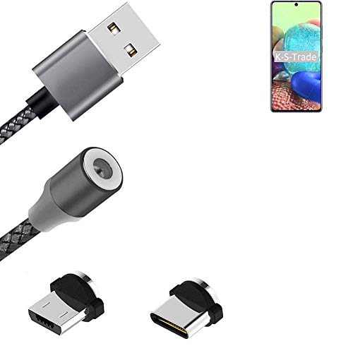 K-S-Trade® Cable De Carga Magnético Cable De Sincronización Cable De Datos para Samsung Galaxy A71 5G con Conector USB Tipo C Y Conector Micro USB 2A hasta 480mbps