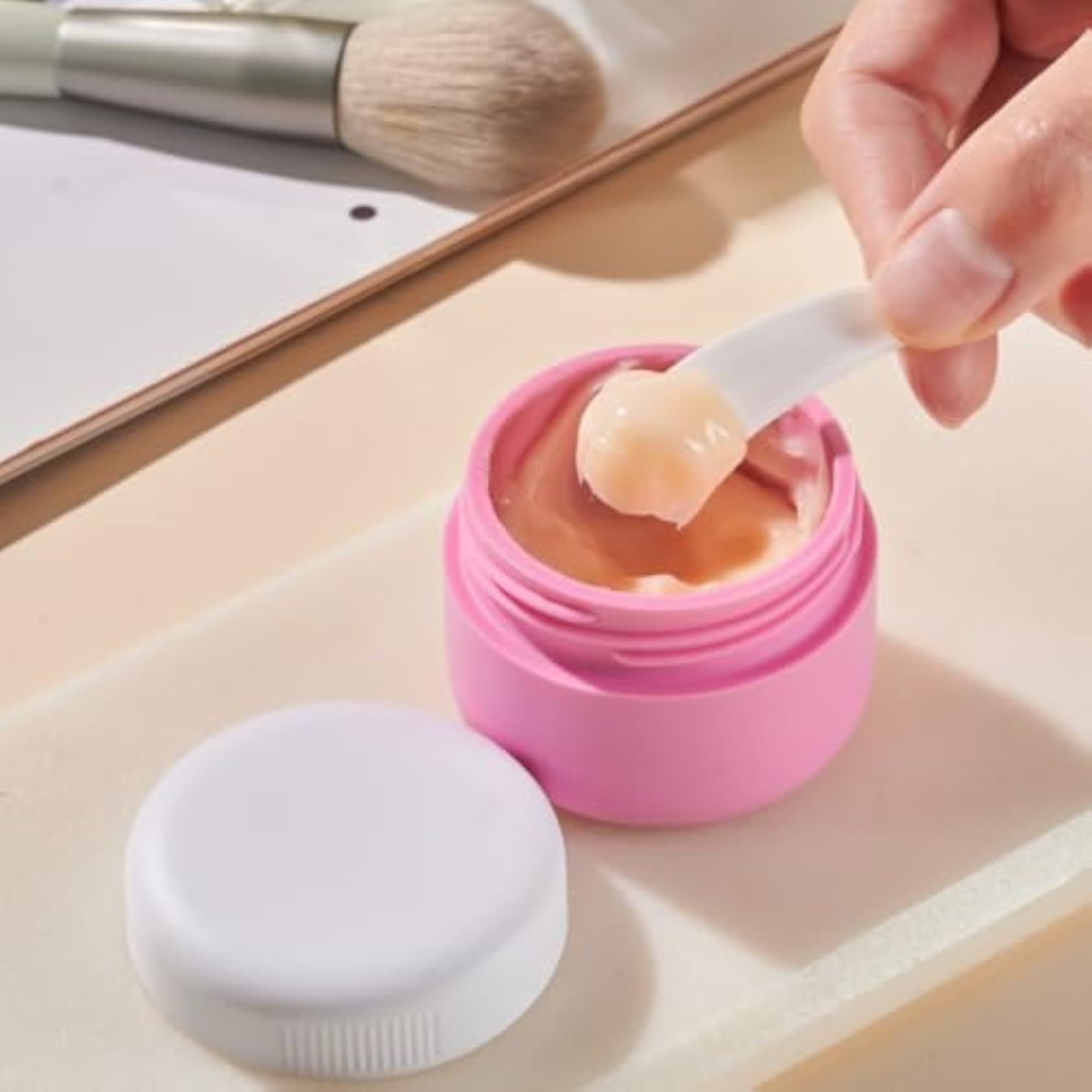 Travel Silicone Cream Jars with Spatula Tool, TSA Approved