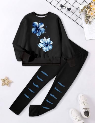 Image of Girls Clothes, Girls Outfits Tie Dye Sweatshirt Tops and Leggings Sweatpants 2 Piece Fall Winter Clothes Set 6-16T