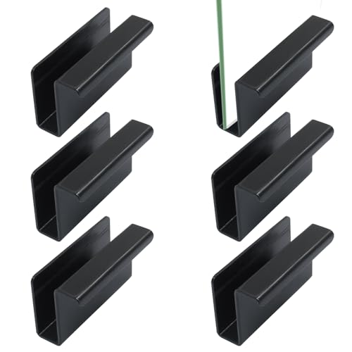 Unlorspy 6Pcs Glass Finger Edge Pull, Black, 1.6 inch