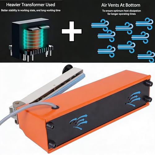 Image of Enem Sealing Machine 2 Line Design for Food Packets, 8 Inch (200 mm), 5 Years Comprehensive Warranty from Enem, Packet Sealer Machine, Packing Machine Sealing, Sealing Machine (Orange)