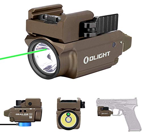 SKYBEN Olight Baldr Mini 600 Lumens Rechargeable Tactical Flashlight,with White Light and Green Beam,Compatible with 1913 or GL Rail, Battery Box Included (Desert Tan)