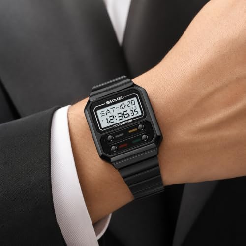 Gosasa Men's Digital Watch Retro Square Stainless Steel Sports Watch — view 2