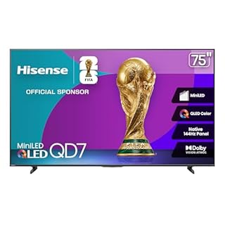 Hisense 75QD7QFM - 75" 4K Smart Mini-LED Fire TV (2025 Model), QLED Color, 144Hz Game Mode PRO, Dolby Vision, Dolby Atmos, AI Smooth Motion with MEMC, Alexa Built in with Voice Remote