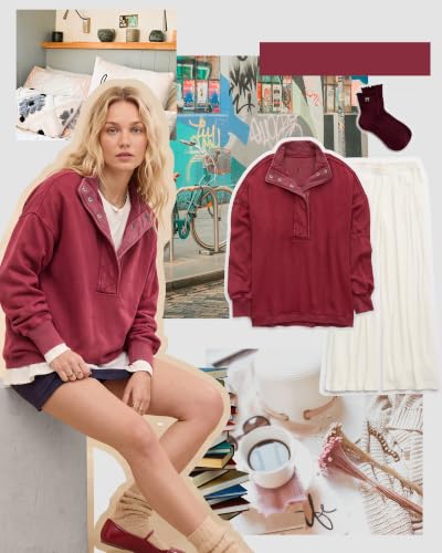 Image of Gacaky Sweatshirt for Women Oversized Casual Long Sleeve Button Henley Neck Pullover Tops Fashion Outfits Clothes