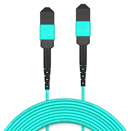 Image of AMPCOM MPO to MPO Trunk Cable 50 /125μm Multimode OM3-300 (12 Fiber, MPO to MPO Female, Type B, LSZH /Riser, UPC, Aqua) 30m (98.4ft)