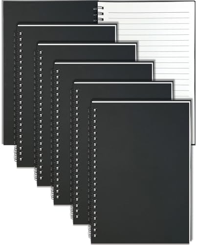 Lot de 6 petits carnets à spirales A5 lignés de 120 pages pour le bureau