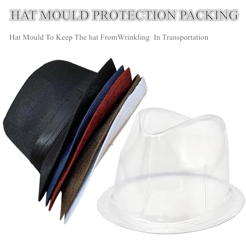 Image of 5 Pack Bulk Cuban Fedora Sun Hats Men with Adjustable Strap, Short Brim 1920s Unisex Party Costume Hats Women.