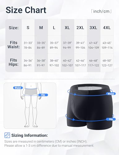 Confezione Da 3 Boxer Per Incontinenza Da Uomo Con Tampone Assorbente Per Urina Da 300 Ml In Cotone Lavabile E Riutilizzabile Mutande Uomo Per Incontinenza Nero Taglia Xxl - 4
